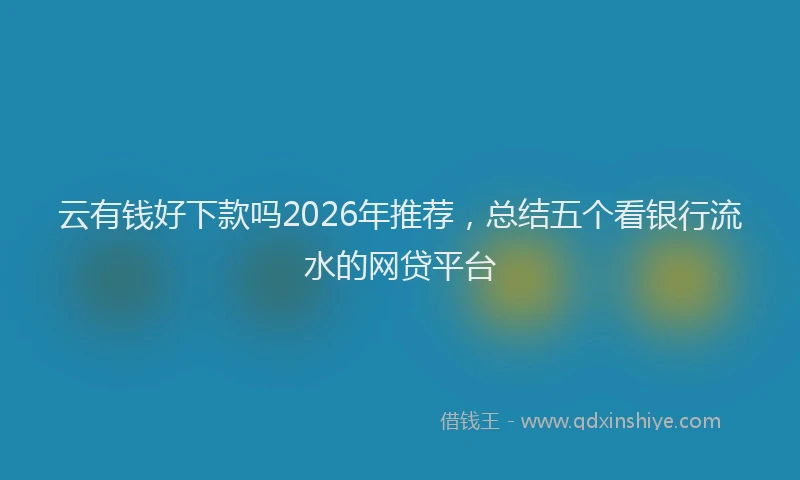 云有钱好下款吗2026年推荐，总结五个看银行流水的网贷平台