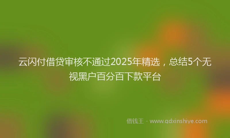 云闪付借贷审核不通过2025年精选,总结5个无视黑户百分百下款平台