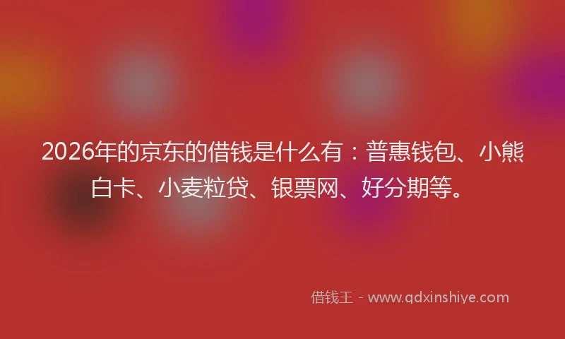 2026年的京东的借钱是什么有:普惠钱包、小熊白卡、小麦粒贷、银票网、好分期等。