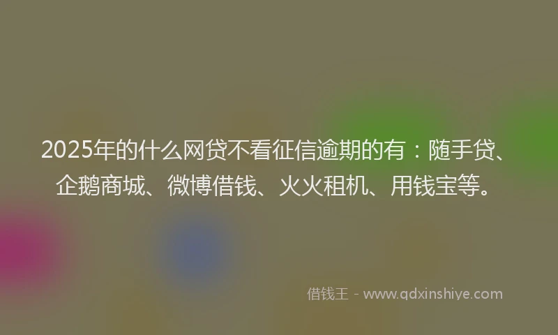 2025年的什么网贷不看征信逾期的有：随手贷、企鹅商城、微博借钱、火火租机、用钱宝等。