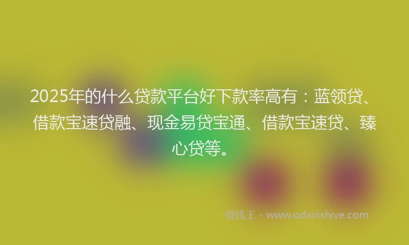 2025年的什么贷款平台好下款率高有：蓝领贷、借款宝速贷融、现金易贷宝通、借款宝速贷、臻心贷等。