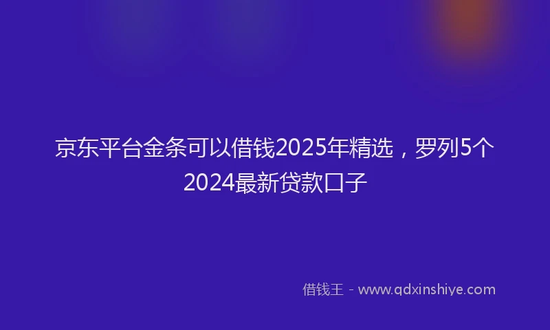 京东平台金条可以借钱2025年精选，罗列5个2024最新贷款口子
