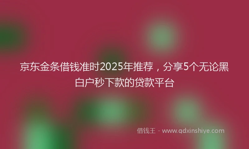 京东金条借钱准时2025年推荐，分享5个无论黑白户秒下款的贷款平台