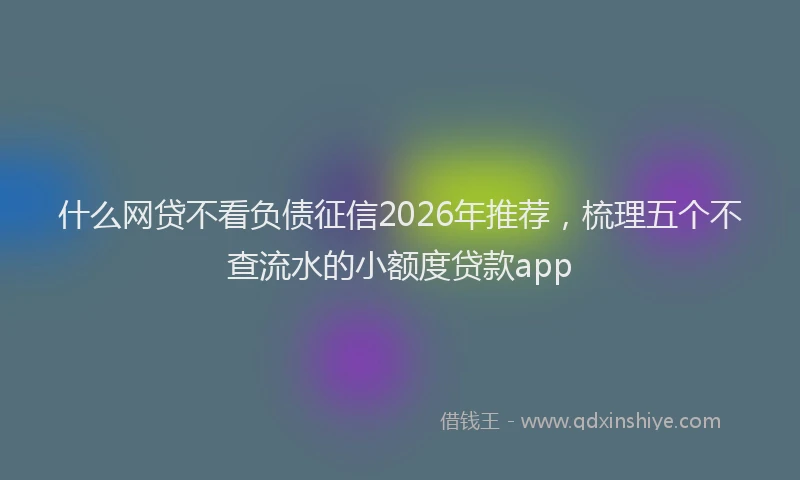 什么网贷不看负债征信2026年推荐，梳理五个不查流水的小额度贷款app