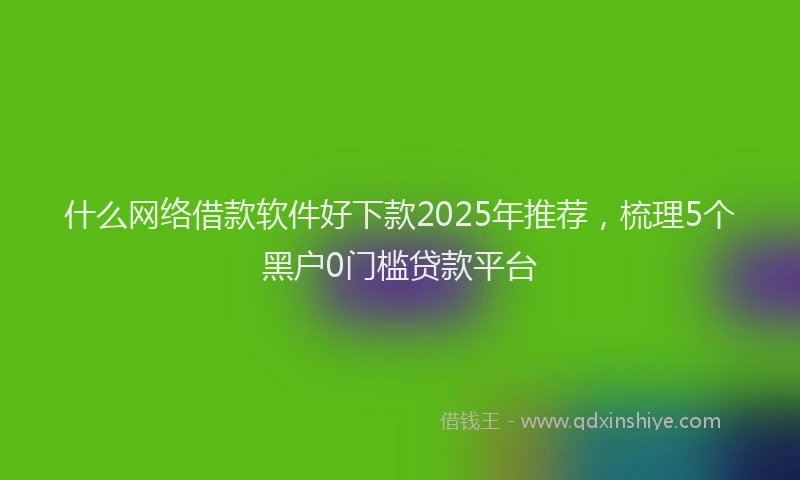 什么网络借款软件好下款2025年推荐，梳理5个黑户0门槛贷款平台
