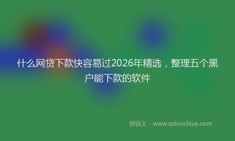 什么网贷下款快容易过2026年精选，整理五个黑户能下款的软件