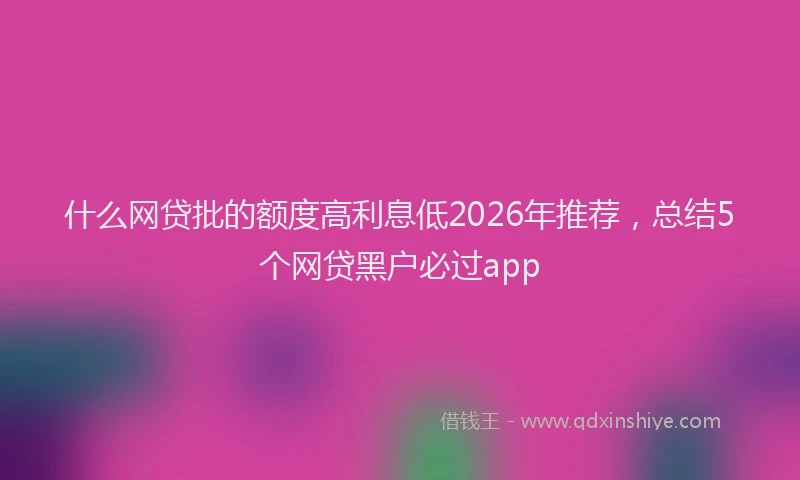 什么网贷批的额度高利息低2026年推荐,总结5个网贷黑户必过app