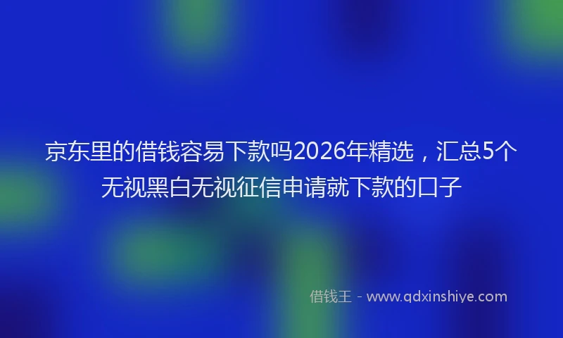 京东里的借钱容易下款吗2026年精选,汇总5个无视黑白无视征信申请就下款的口子