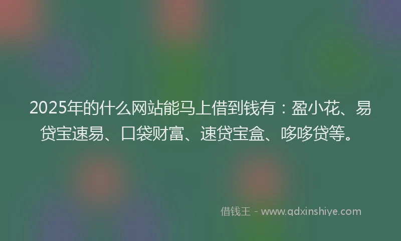 2025年的什么网站能马上借到钱有：盈小花、易贷宝速易、口袋财富、速贷宝盒、哆哆贷等。
