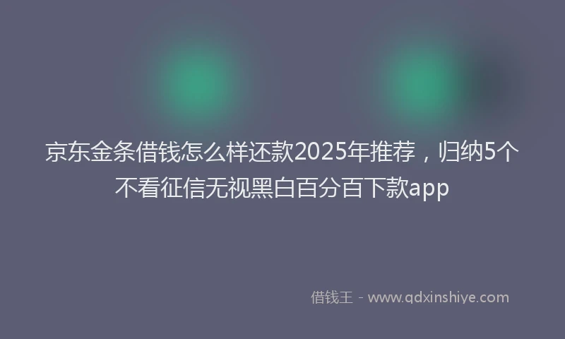京东金条借钱怎么样还款2025年推荐,归纳5个不看征信无视黑白百分百下款app