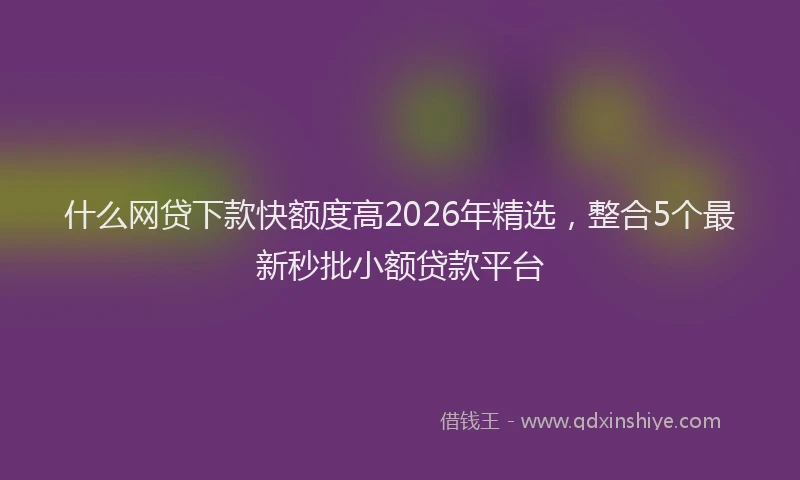 什么网贷下款快额度高2026年精选，整合5个最新秒批小额贷款平台