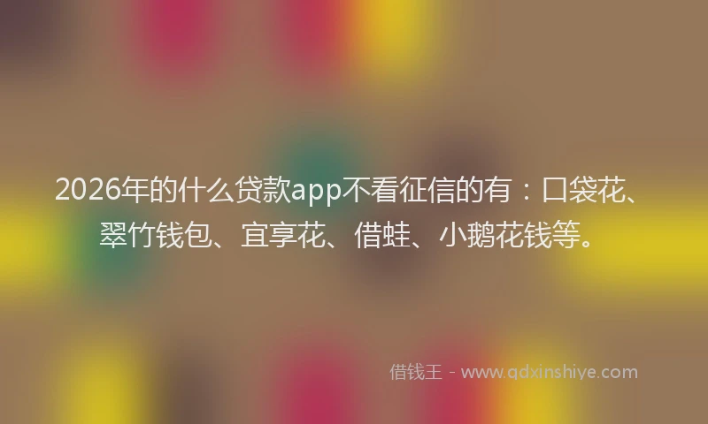 2026年的什么贷款app不看征信的有：口袋花、翠竹钱包、宜享花、借蛙、小鹅花钱等。