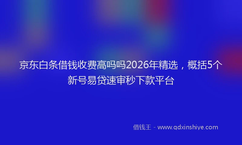 京东白条借钱收费高吗吗2026年精选，概括5个新号易贷速审秒下款平台