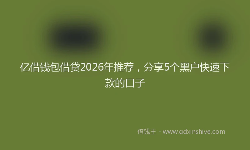 亿借钱包借贷2026年推荐，分享5个黑户快速下款的口子