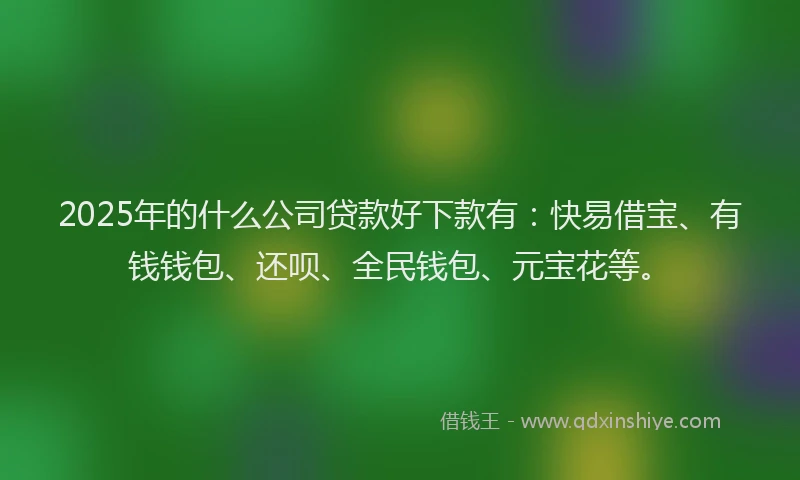 2025年的什么公司贷款好下款有：快易借宝、有钱钱包、还呗、全民钱包、元宝花等。