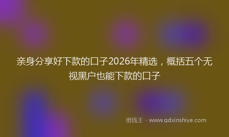 亲身分享好下款的口子2026年精选，概括五个无视黑户也能下款的口子