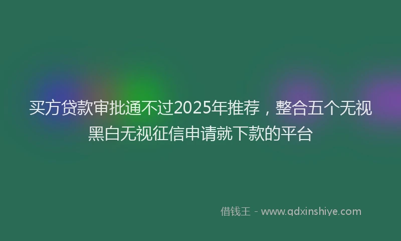 买方贷款审批通不过2025年推荐，整合五个无视黑白无视征信申请就下款的平台