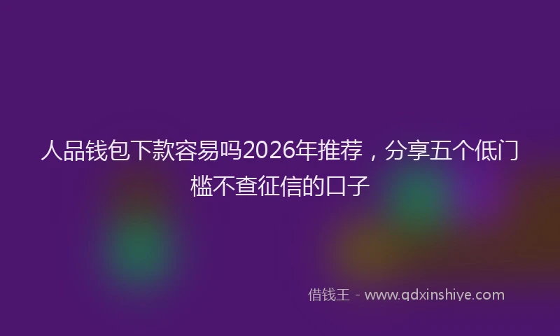 人品钱包下款容易吗2026年推荐，分享五个低门槛不查征信的口子