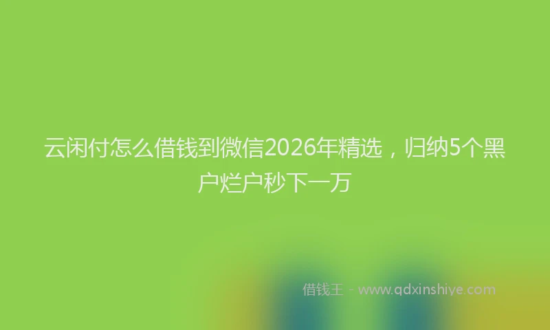 云闲付怎么借钱到微信2026年精选,归纳5个黑户烂户秒下一万