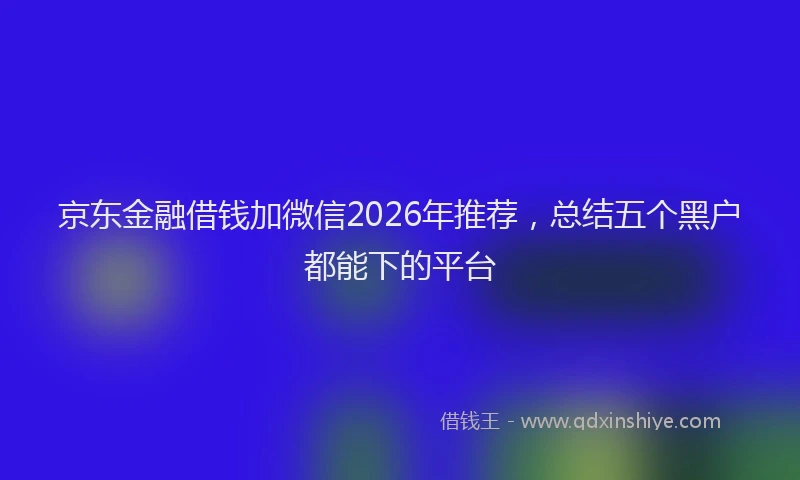 京东金融借钱加微信2026年推荐，总结五个黑户都能下的平台