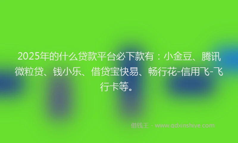 2025年的什么贷款平台必下款有：小金豆、腾讯微粒贷、钱小乐、借贷宝快易、畅行花-信用飞-飞行卡等。