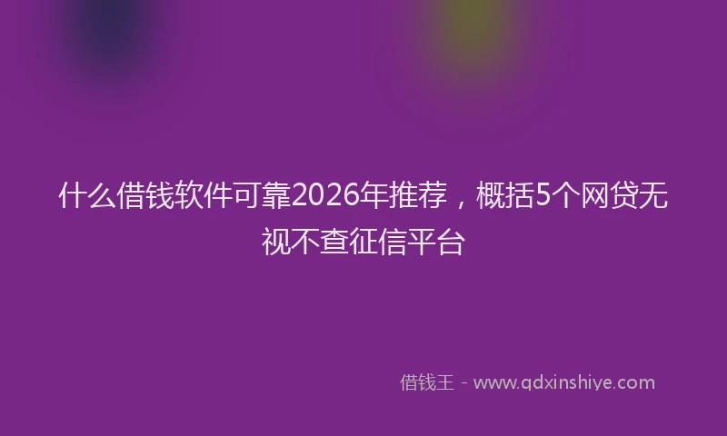 什么借钱软件可靠2026年推荐，概括5个网贷无视不查征信平台