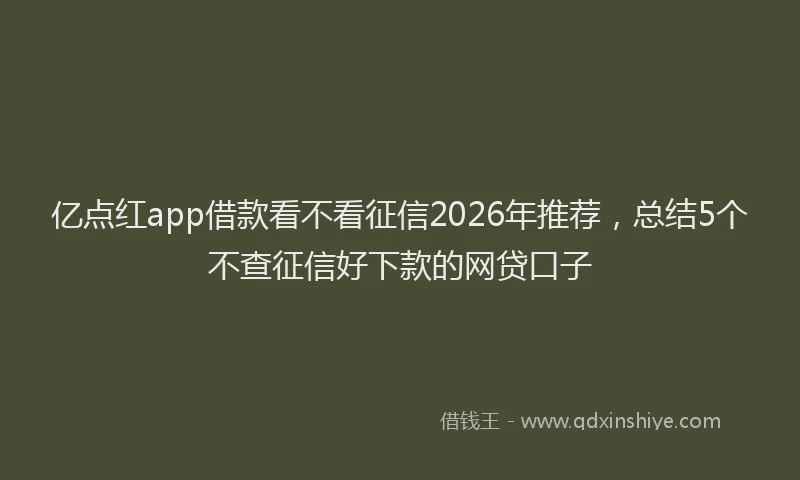 亿点红app借款看不看征信2026年推荐,总结5个不查征信好下款的网贷口子