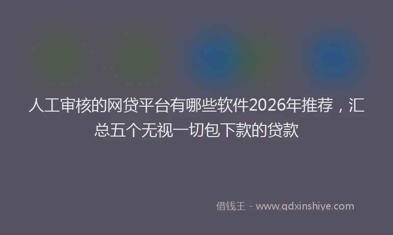 人工审核的网贷平台有哪些软件2026年推荐，汇总五个无视一切包下款的贷款