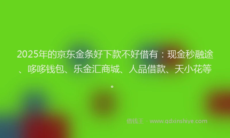 2025年的京东金条好下款不好借有：现金秒融途、哆哆钱包、乐金汇商城、人品借款、天小花等。