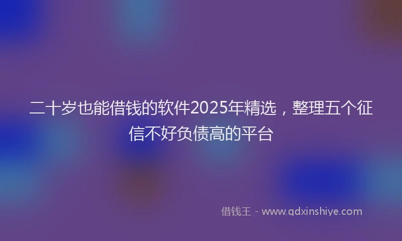 二十岁也能借钱的软件2025年精选，整理五个征信不好负债高的平台