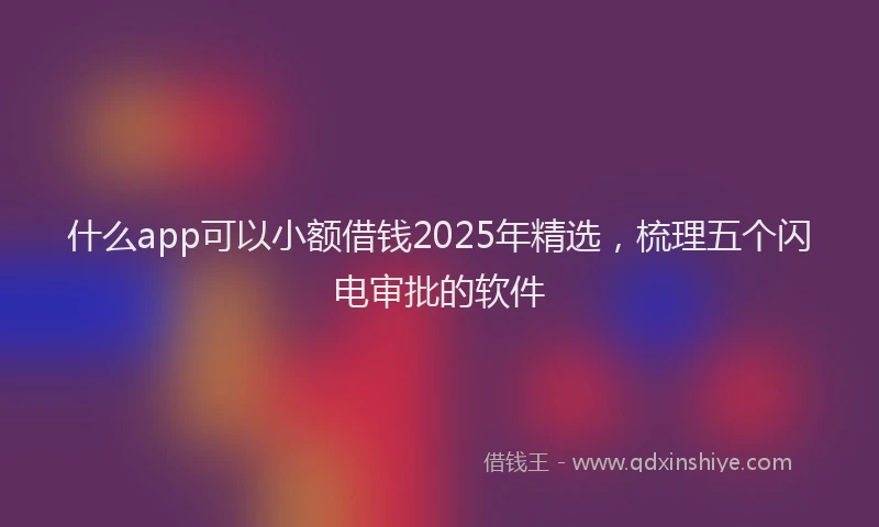 什么app可以小额借钱2025年精选，梳理五个闪电审批的软件