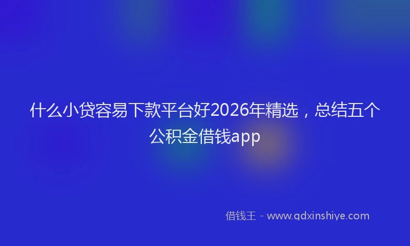 什么小贷容易下款平台好2026年精选，总结五个公积金借钱app