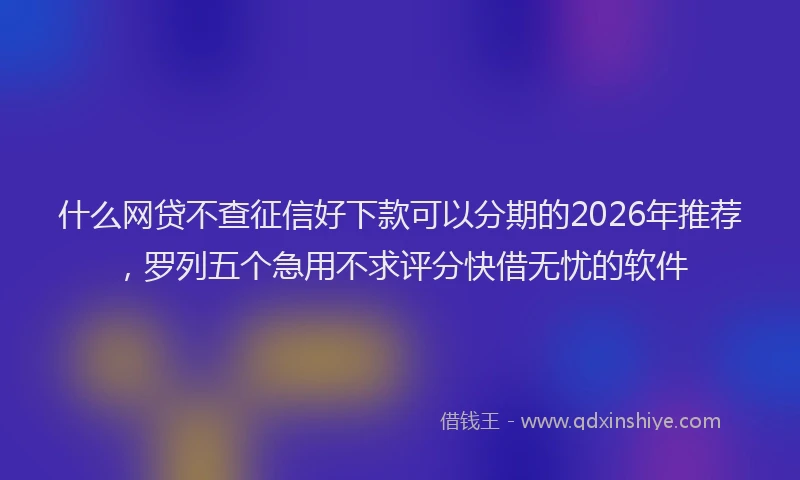 什么网贷不查征信好下款可以分期的2026年推荐，罗列五个急用不求评分快借无忧的软件