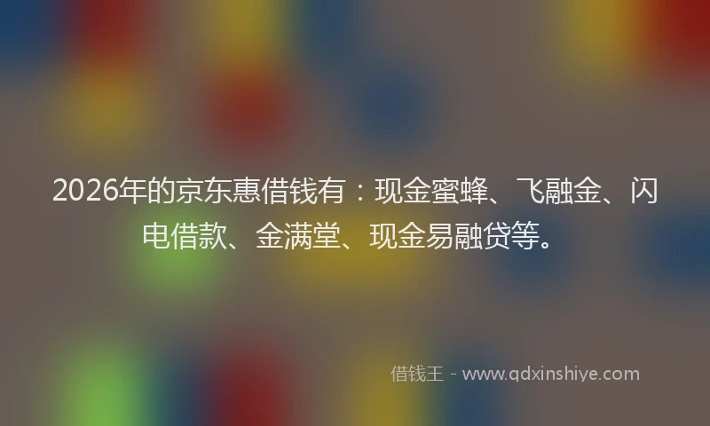 2026年的京东惠借钱有：现金蜜蜂、飞融金、闪电借款、金满堂、现金易融贷等。