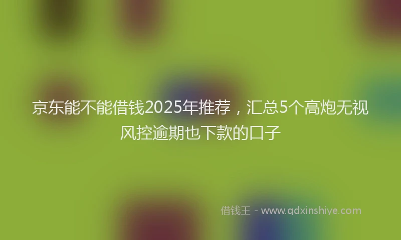 京东能不能借钱2025年推荐，汇总5个高炮无视风控逾期也下款的口子