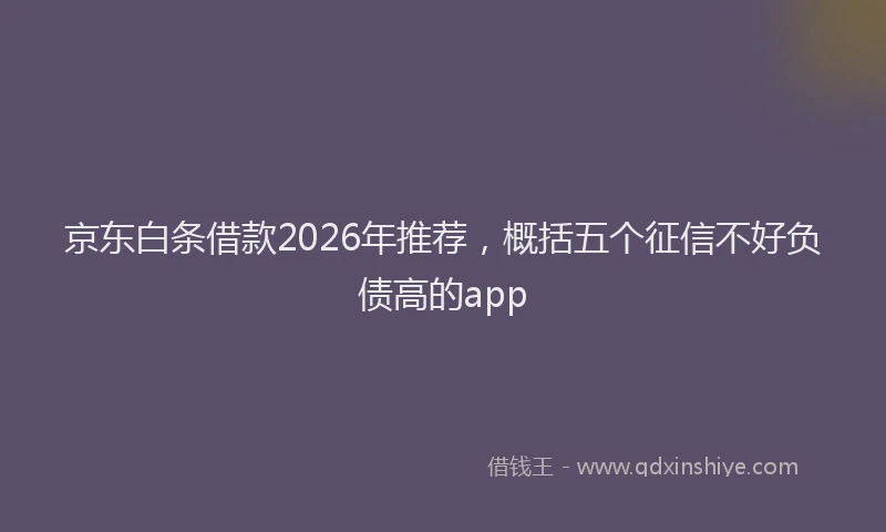 京东白条借款2026年推荐，概括五个征信不好负债高的app