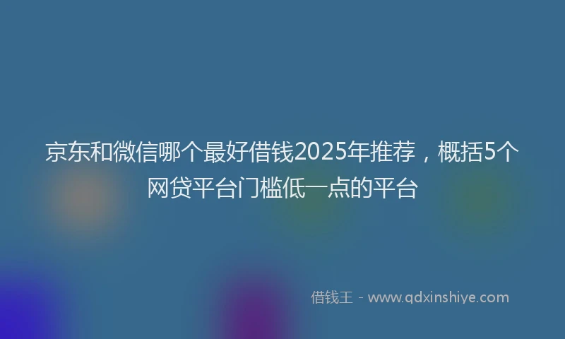 京东和微信哪个最好借钱2025年推荐，概括5个网贷平台门槛低一点的平台