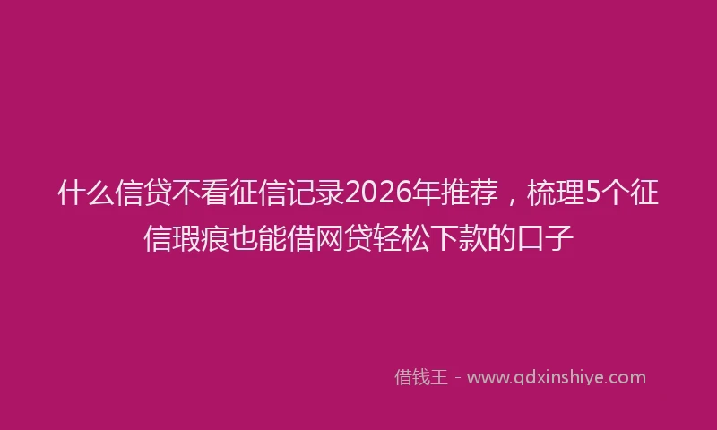 什么信贷不看征信记录2026年推荐，梳理5个征信瑕疵也能借网贷轻松下款的口子