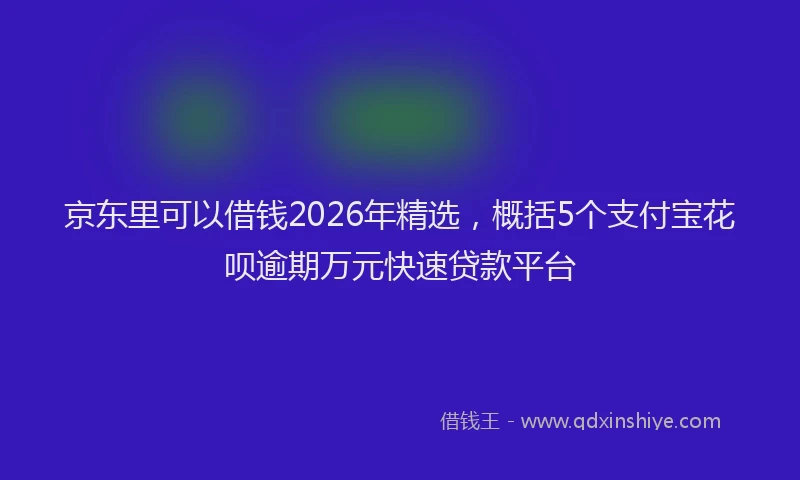 京东里可以借钱2026年精选，概括5个支付宝花呗逾期万元快速贷款平台