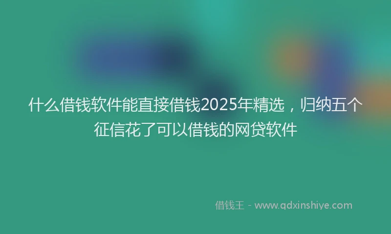 什么借钱软件能直接借钱2025年精选,归纳五个征信花了可以借钱的网贷软件