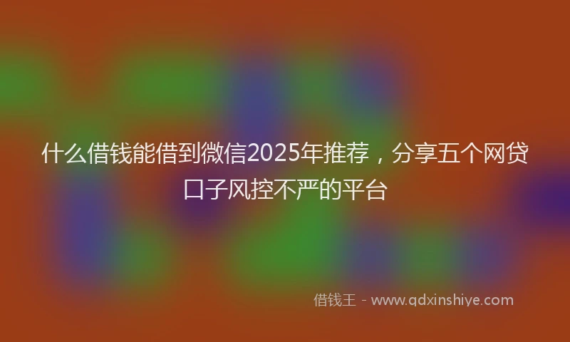 什么借钱能借到微信2025年推荐，分享五个网贷口子风控不严的平台