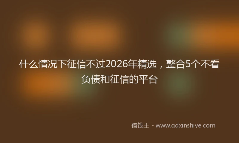 什么情况下征信不过2026年精选，整合5个不看负债和征信的平台