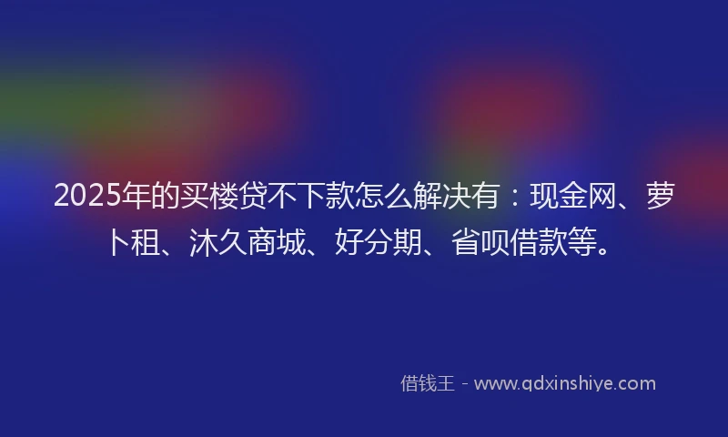 2025年的买楼贷不下款怎么解决有:现金网、萝卜租、沐久商城、好分期、省呗借款等。