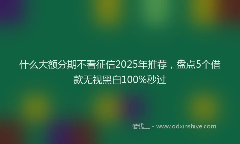 什么大额分期不看征信2025年推荐，盘点5个借款无视黑白100%秒过