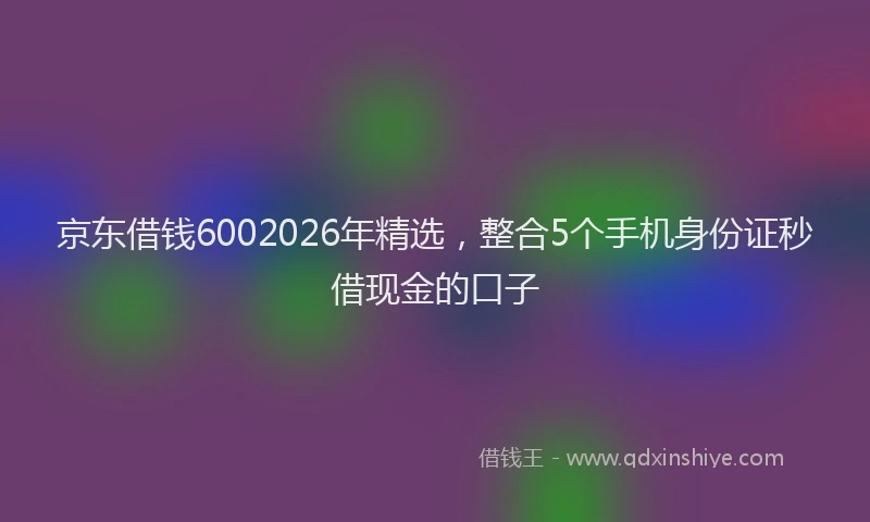 京东借钱6002026年精选，整合5个手机身份证秒借现金的口子