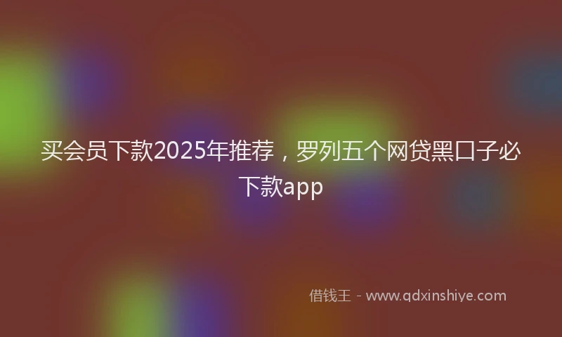 买会员下款2025年推荐，罗列五个网贷黑口子必下款app