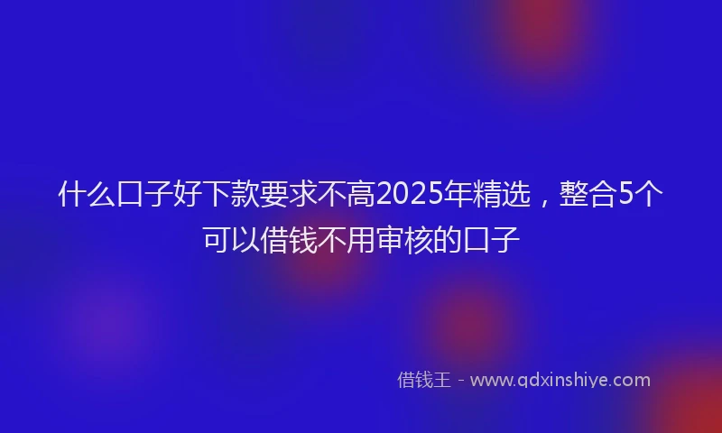 什么口子好下款要求不高2025年精选，整合5个可以借钱不用审核的口子