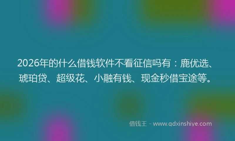 2026年的什么借钱软件不看征信吗有：鹿优选、琥珀贷、超级花、小融有钱、现金秒借宝途等。