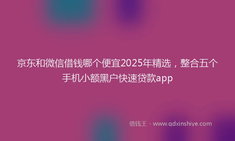 京东和微信借钱哪个便宜2025年精选，整合五个手机小额黑户快速贷款app