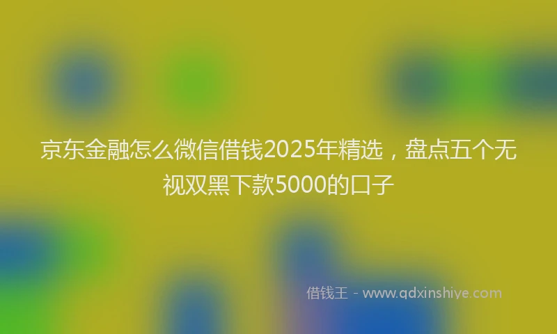 京东金融怎么微信借钱2025年精选，盘点五个无视双黑下款5000的口子